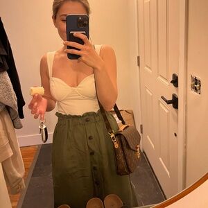 Madewell Olive Button-Down Skirt